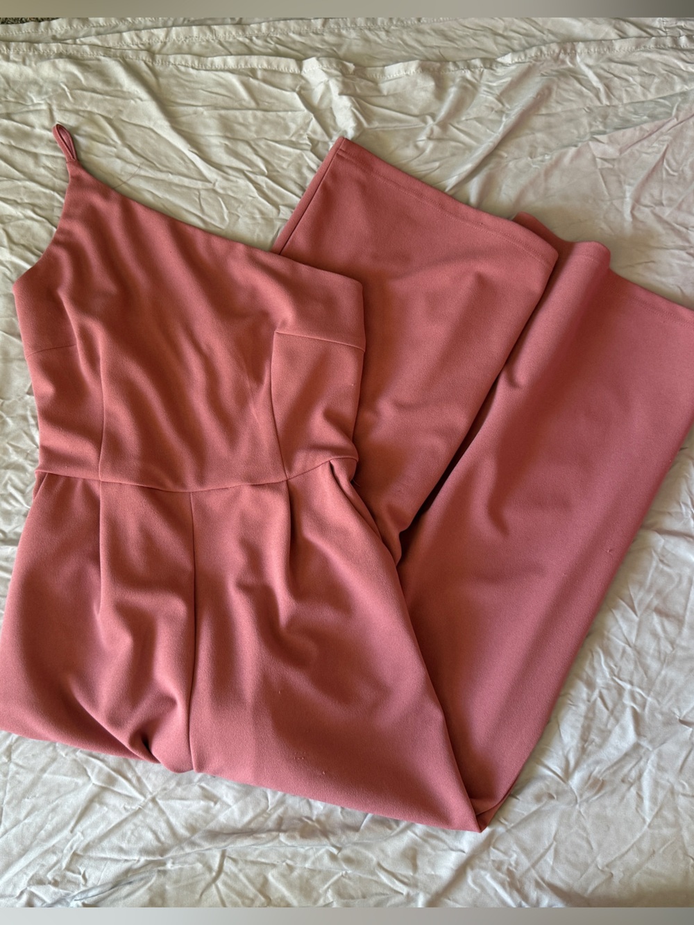 One-Shoulder Wide-Leg Jumpsuit in Rose